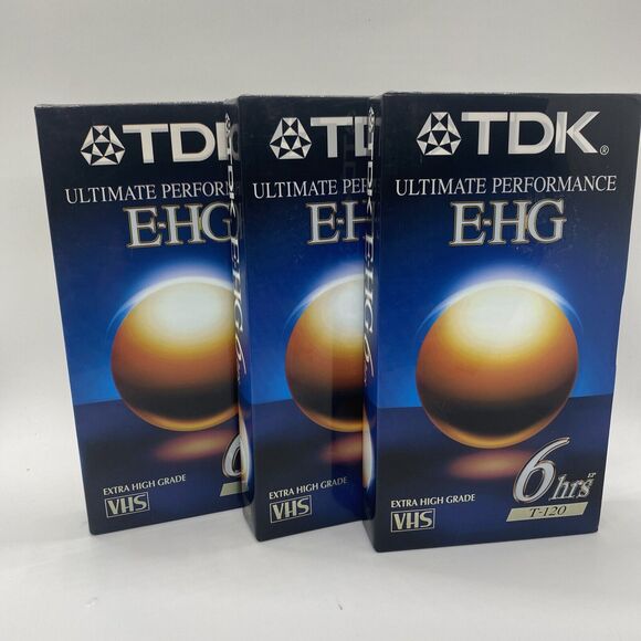 Lot of 3 TDK Ultimate Performanc EHG T-120 Blank VHS Tapes 6 Hours New Sealed - Picture 1 of 6